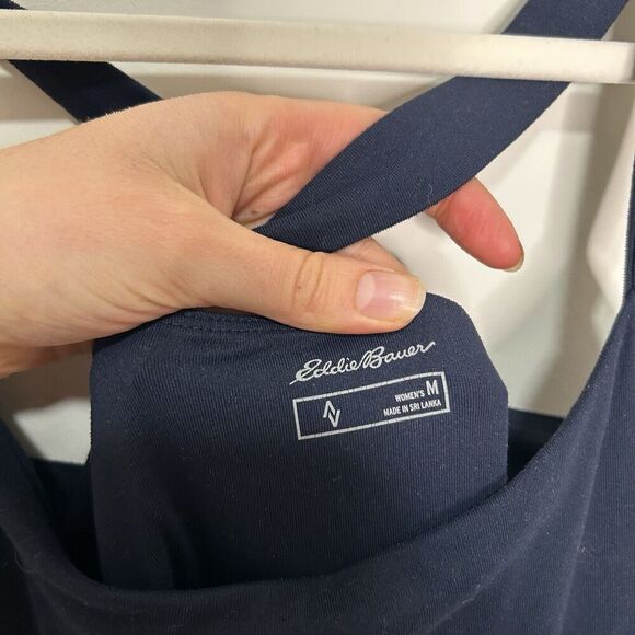 Eddie Bauer Travex Maxi Dress Womens Medium Criss Cross Back Navy Blue Outdoor - Picture 3 of 9